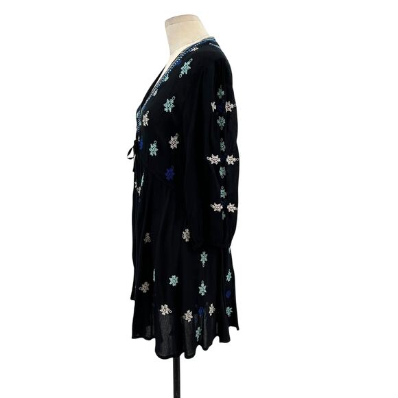 Free People Star Gazer Dress Embroidered Drawstring Blue Black Size Size XS - Picture 6 of 12